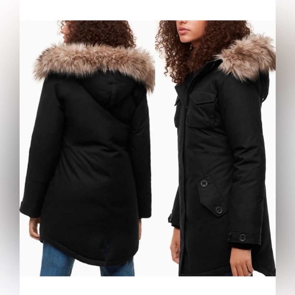 Aritzia Community “Paradigm” Down Filled Black Hemp Jacket/Parka - size XS